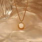 French Style Plating Oval Natural Stone Pendant Necklace [304 Stainless Steel,18K Gold Plated]