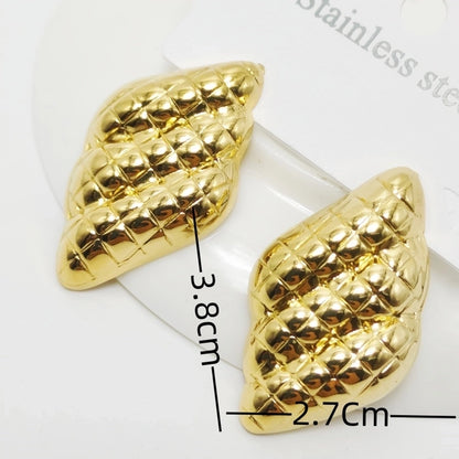 Mix Design Earrings [304 Stainless Steel,18K Gold Plated]