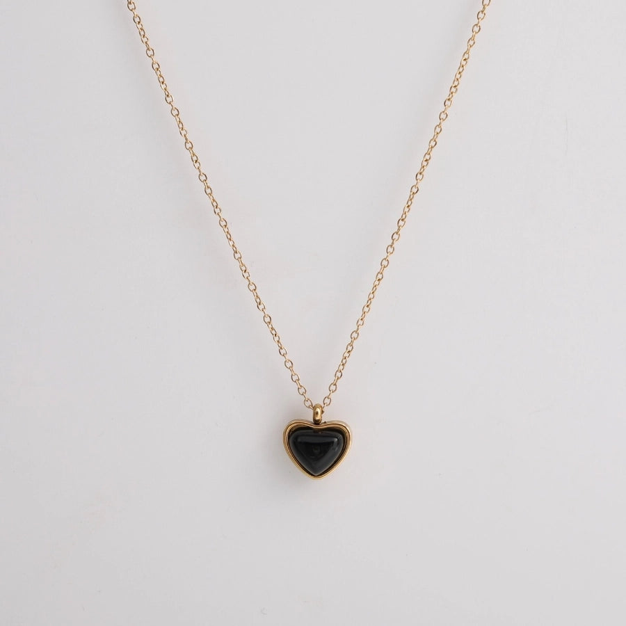 Beach Heart Shape Natural Necklace  [304 Stainless Steel 18K Gold Plated]