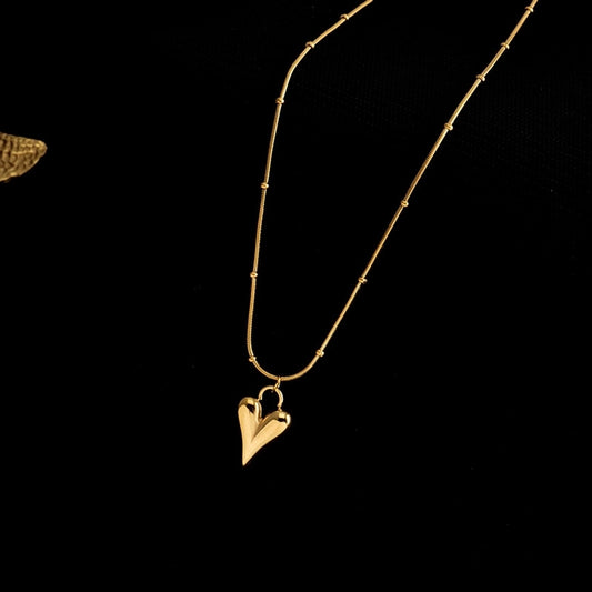 Heart Shape Pendant Necklace [304 Stainless Steel,18K Gold Plated]