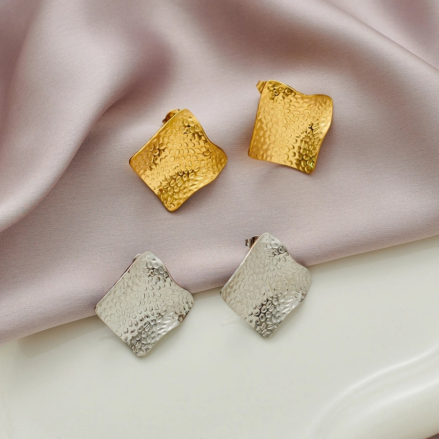 Nordic Style Quadrilateral Earrings [304 Stainless Steel,18K Gold Plated]