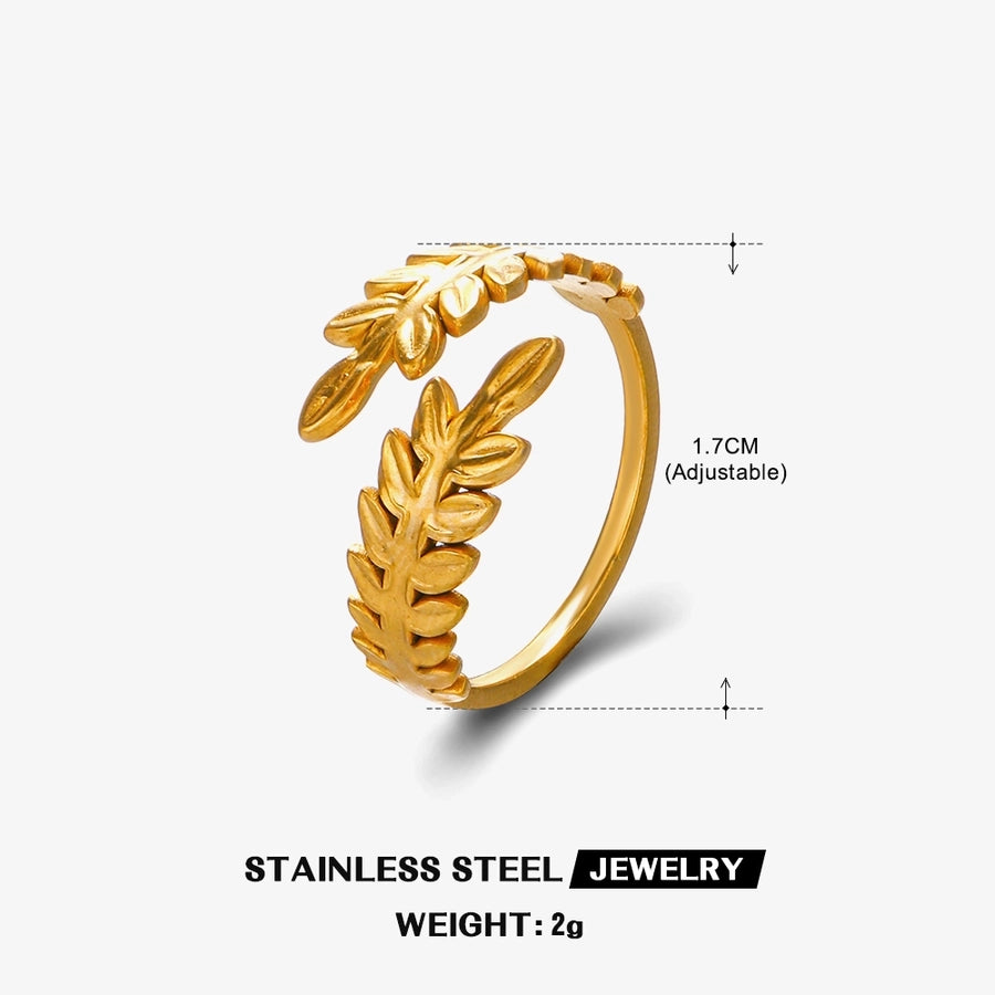 Leaf Open Ring [304 Stainless Steel 18K Gold Plated]