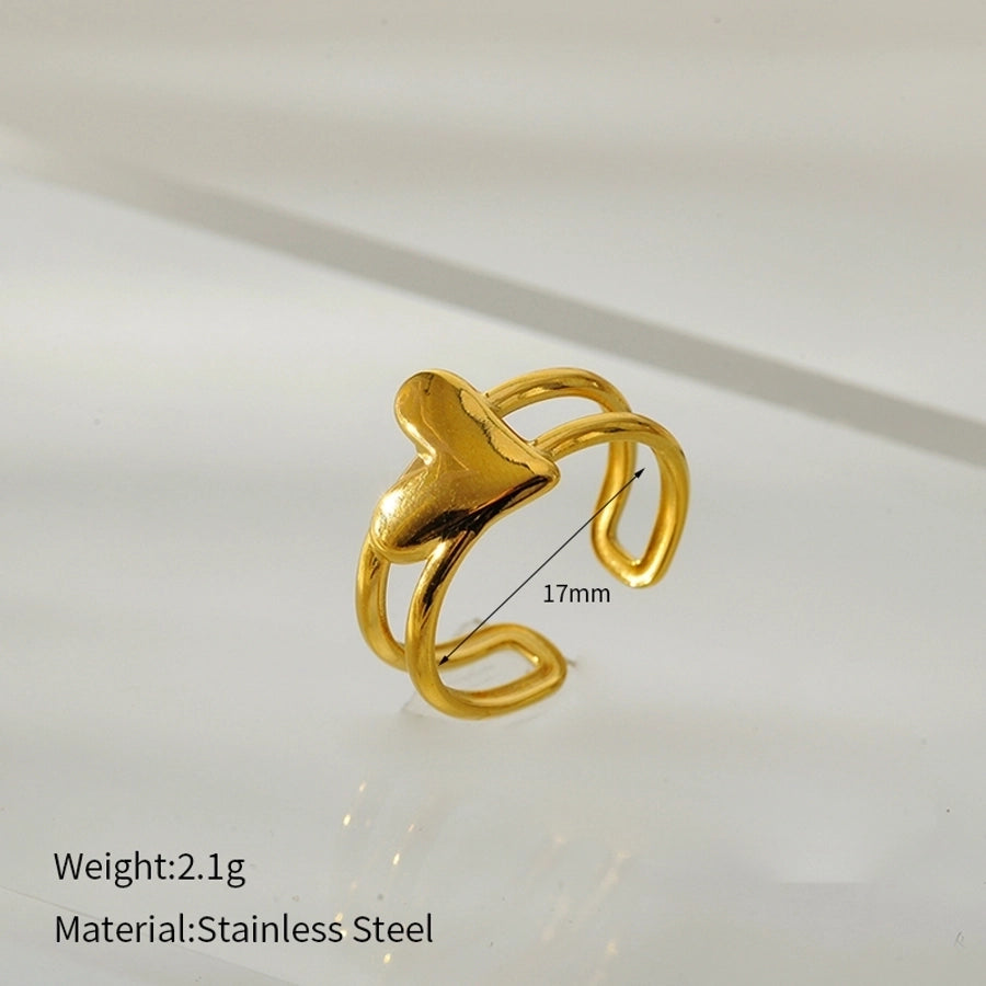 Classic Style Heart Shape Open Ring [304 Stainless Steel]