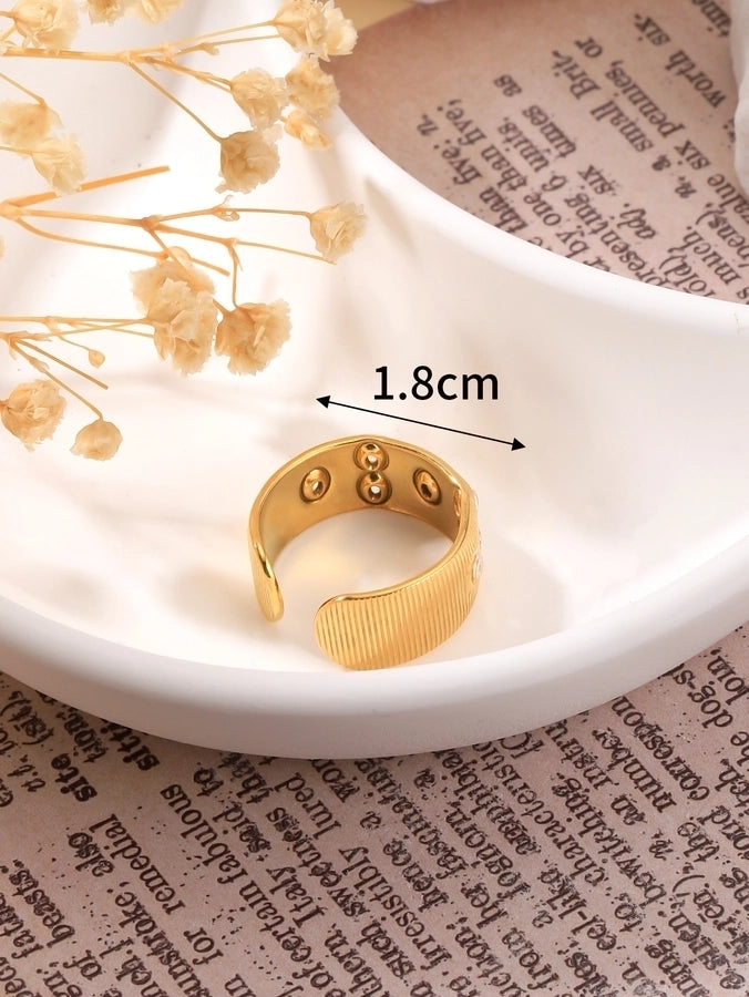 Natural Stone Zircon Ring [304 Stainless Steel 18K Gold Plated]