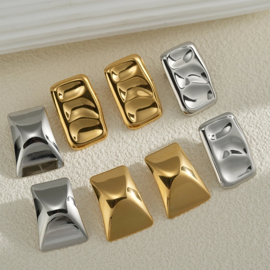 Matte Square Rectangle Earrings [304 Stainless Steel,18K Gold Plated]