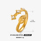 Mix Design Rhinestone Ring [304 Stainless Steel, 18K Gold Plated]