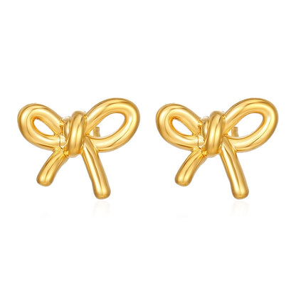 Bow Knot Earrings [304 Stainless Steel,18K Gold Plated]