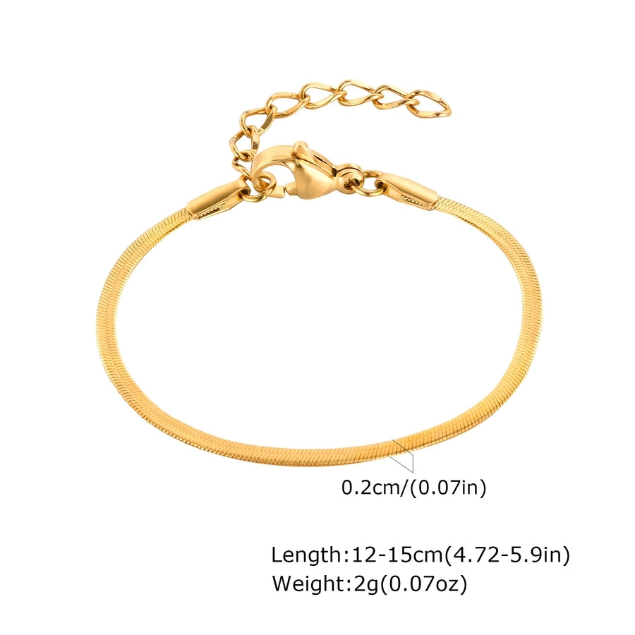 Flat Snake Chain Bracelets/Necklace [304 Stainless Steel,18K Gold Plated]