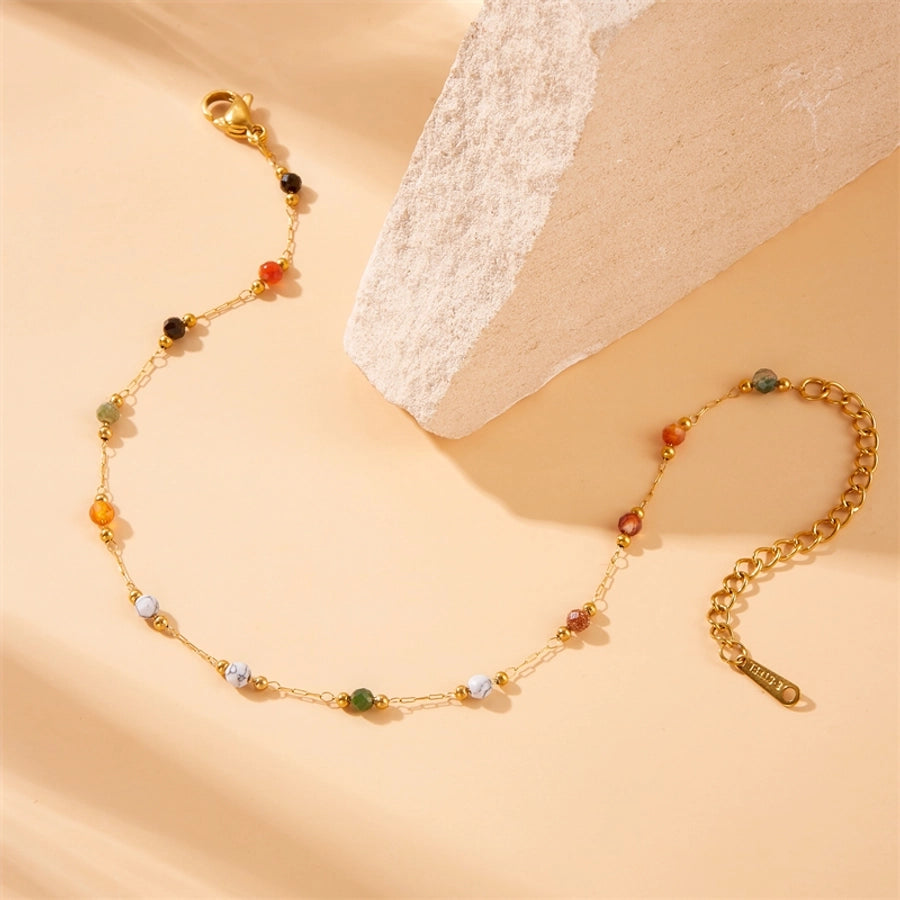 Vintage Style Circle Beads Anklet [304 acero inoxidable]