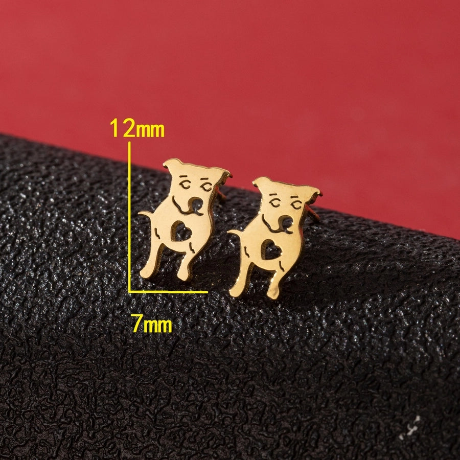 Dog Cat Ear Studs [304 Stainless Steel,18K Gold Plated]