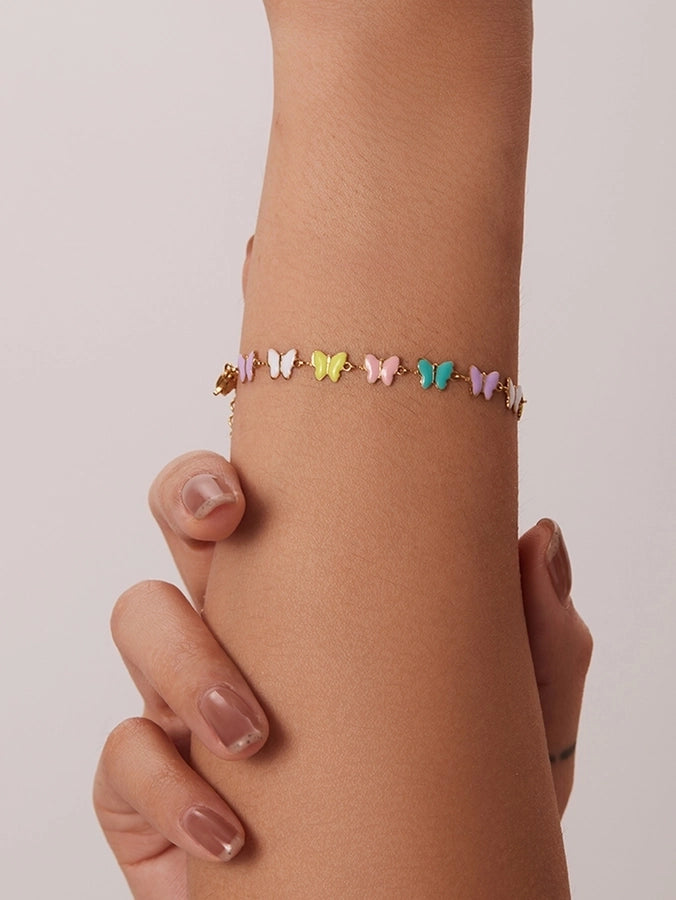 Pulsera/collar de mariposa pastel [304 acero inoxidable]