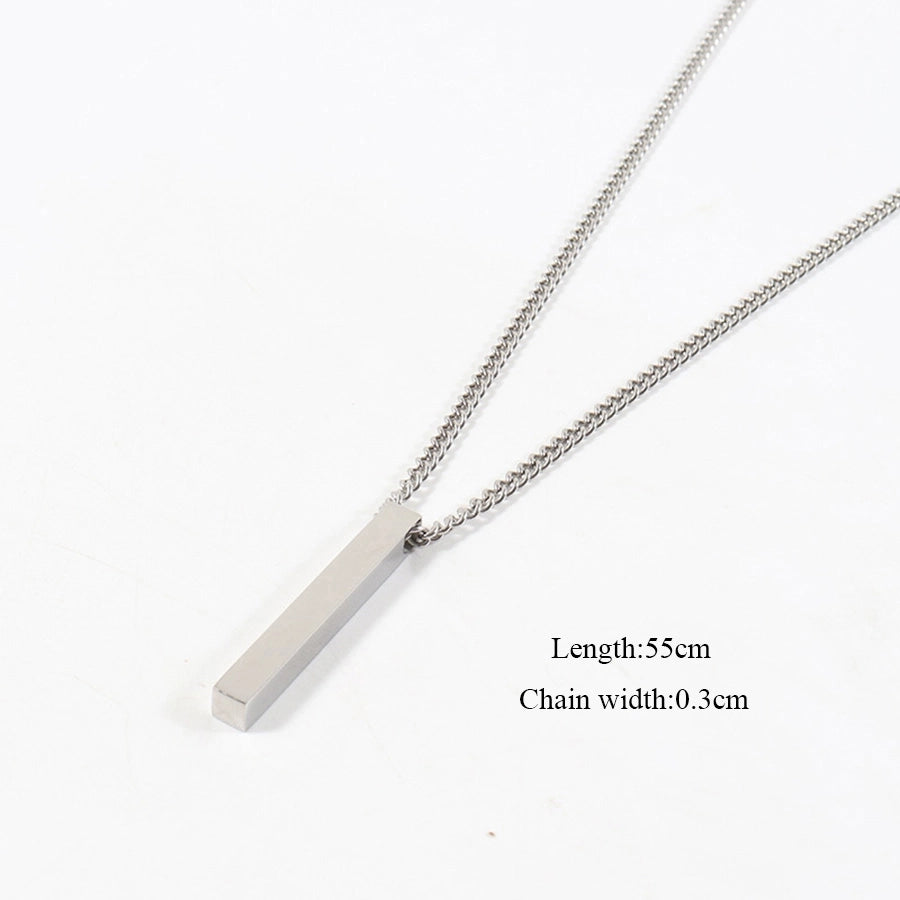 Rectangle Pendant Necklace [201,304 Stainless Steel]