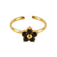 Square Heart Shape Flower Zircon Ring [304 Stainless Steel 18K Gold Plated]