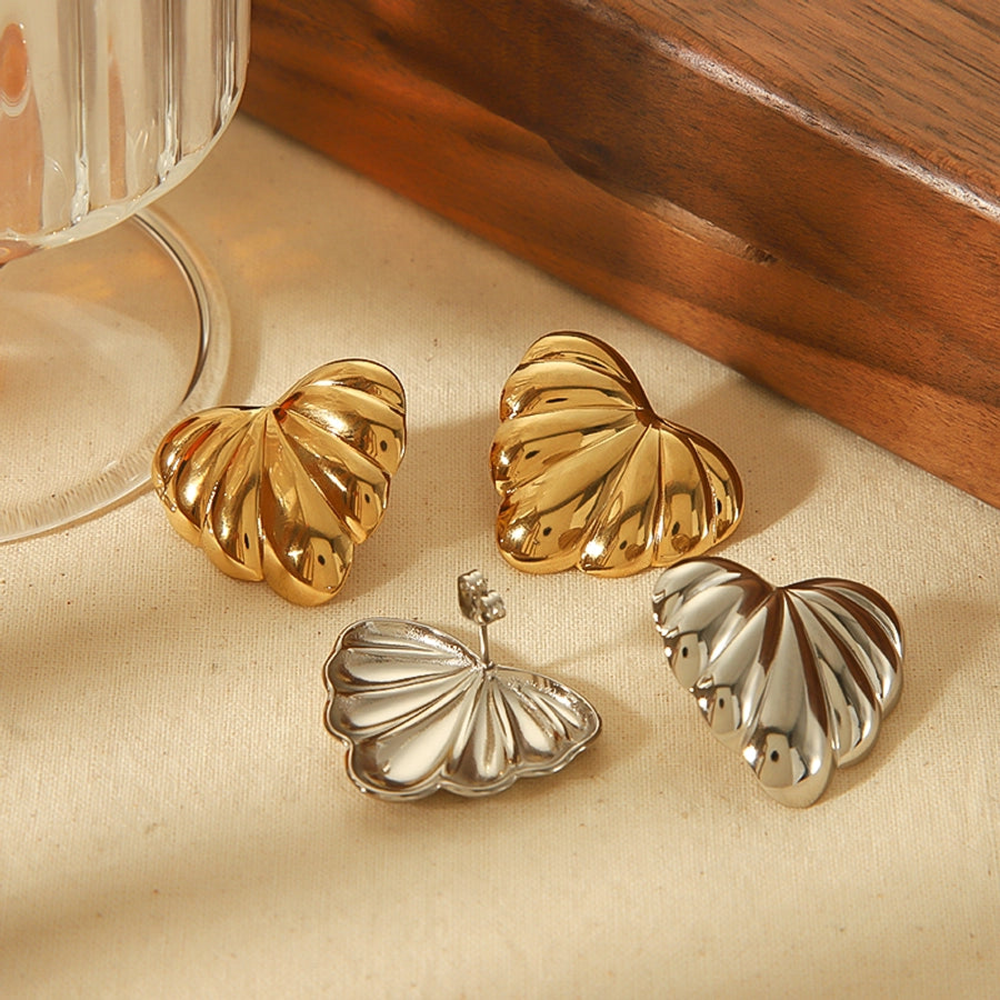 Style Heart Shape Polishing Earrings [304 Stainless Steel,18K Gold Plated]