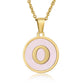 Round Letter Necklace [304 Stainless Steel,18K Gold Plated]