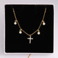 Cross Round Zircon Necklace [304 Stainless Steel,18K Gold Plated,Copper]