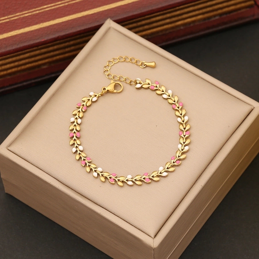 Colored Grain Bracelet [304 Stainless Steel,18K Gold Plated]