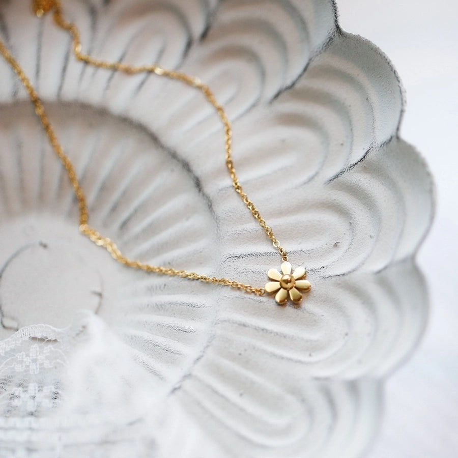 Daisy Necklace [304 Stainless Steel,18K Gold Plated]