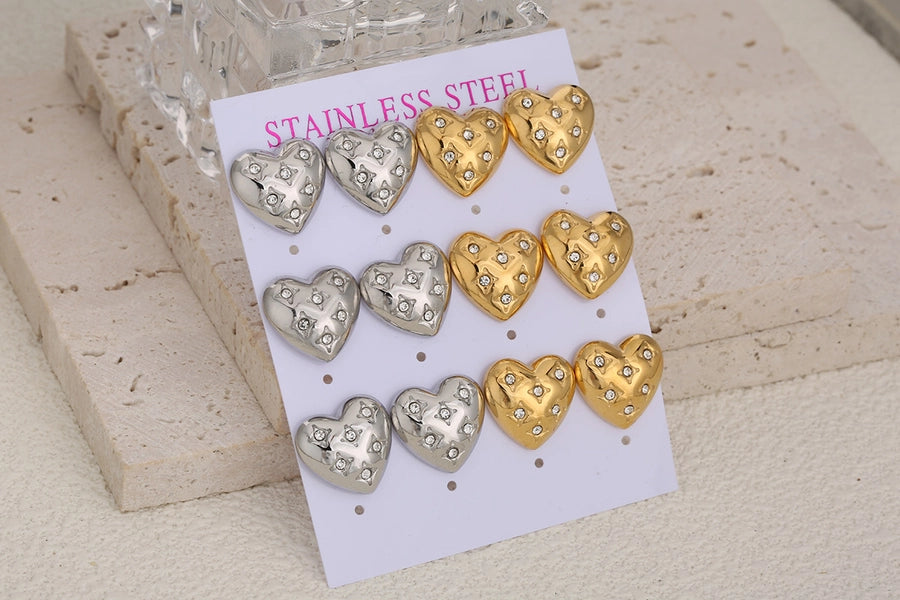 6 Pairs Simple Style Earrings Sets [304 Stainless Steel]