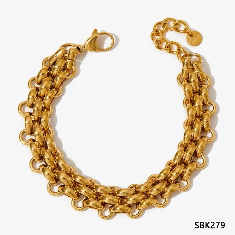 Thick Chain Bracelets [304 Stainless Steel,16K Gold Plated]