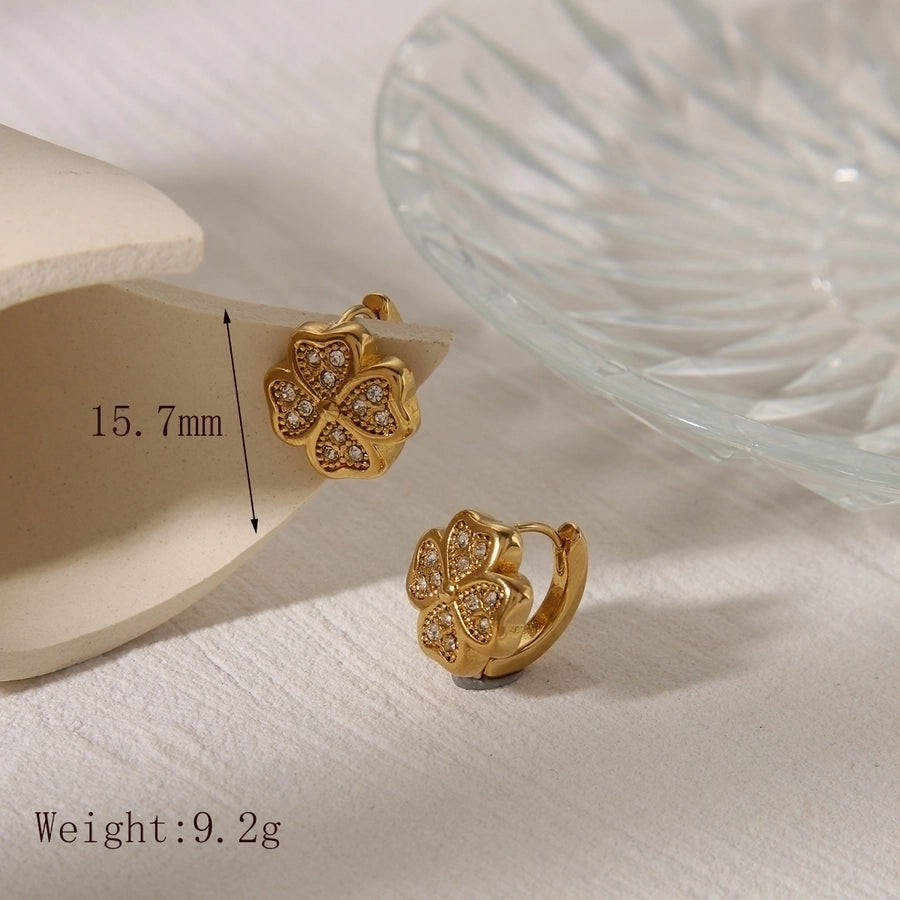 Vintage Floral Ear Studs [304 Stainless Steel,18K Gold Plated]