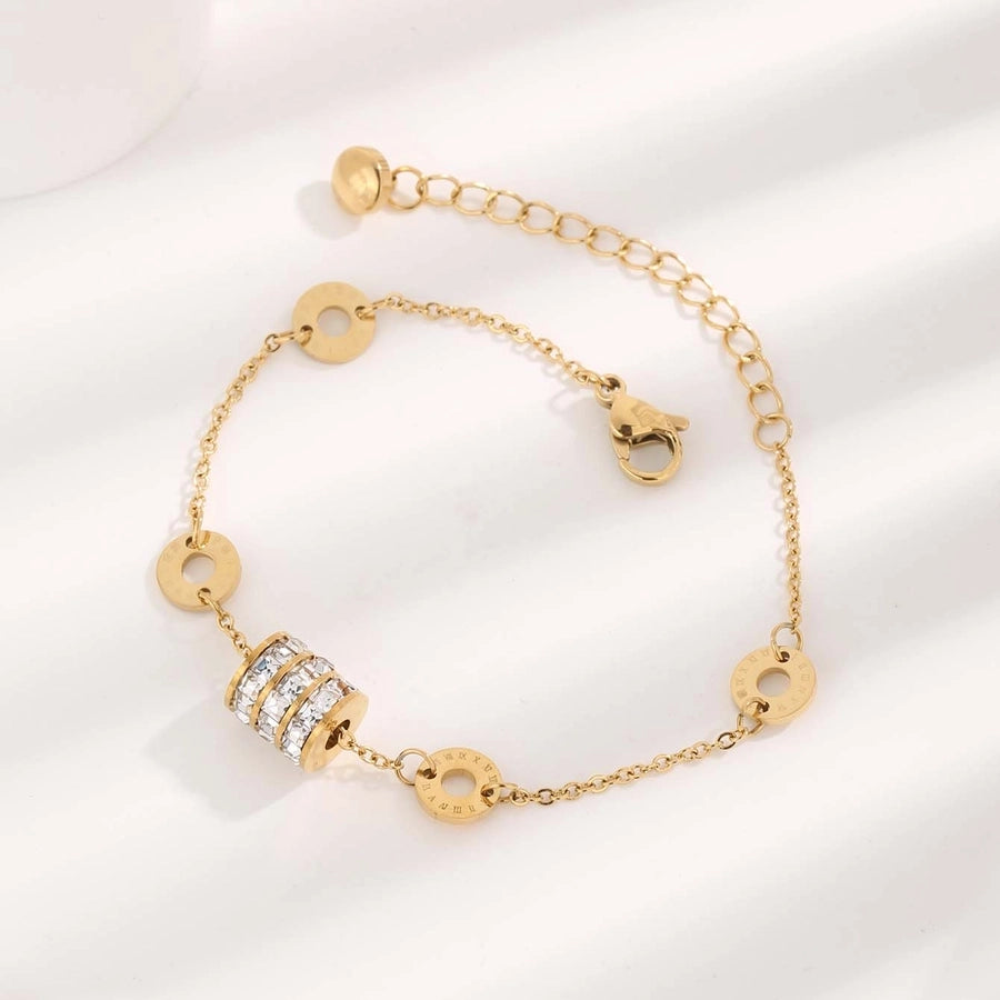 Oval Roman/Numeral/Butterfly Bracelets [304 Stainless Steel, 18K Gold Plated]