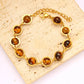 Round Agate, Tigereye Bracelet [304 Stainless Steel,18K Gold Plated]