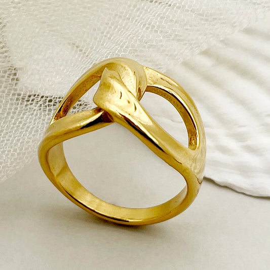 Bundet ring [304 rustfrit stål 14k guldbelagt]