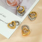 Mix Silver Gold Heart Shape Earrings [304 Stainless Steel,18K Gold Plated]