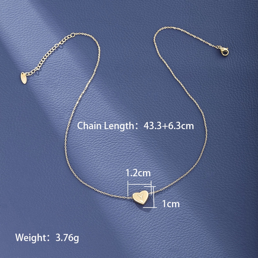 Collier de forme de coeur LETTER [304 en acier inoxydable, 18 km plaqués à l'or]