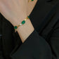 Green Artificial Gemstones Bracelet/Earrings/Necklace [Stainless Steel, 18K Gold Plated]