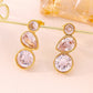 Luxurious Water Droplets Zircon Drop Earrings [304 Stainless Steel,18K Gold Plated]