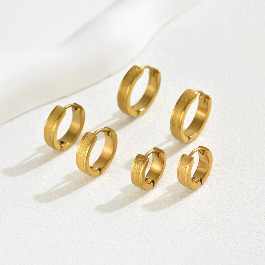 Three Pairs Hoop Earrings Set [201 Stainless Steel, 18K Gold Plated]