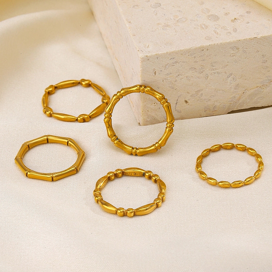 Mix Bands Rings [304 Stainless Steel 18K Gold Plated]