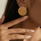 Flat Round Earrings [304 Stainless Steel, 18K Gold Plated]