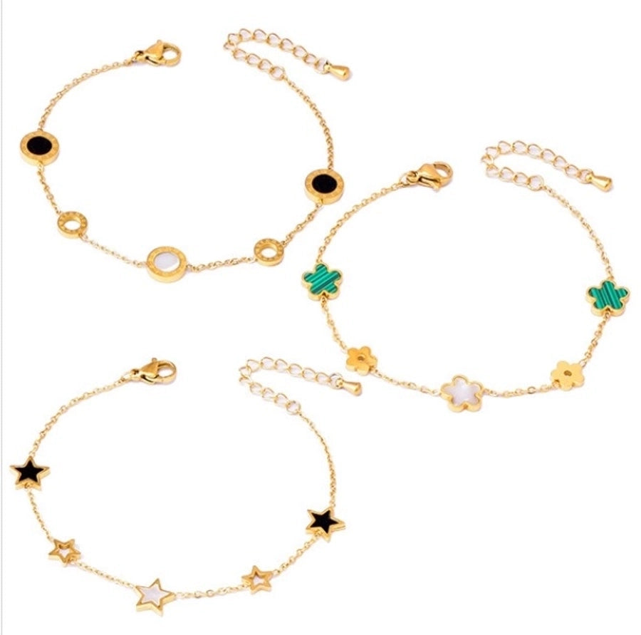 Star/Flower/Butterfly Shell Bracelets [304 Stainless Steel,18K Gold Plated]