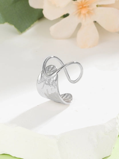 Silver French Style Geometric Ring [304 Stainless Steel]