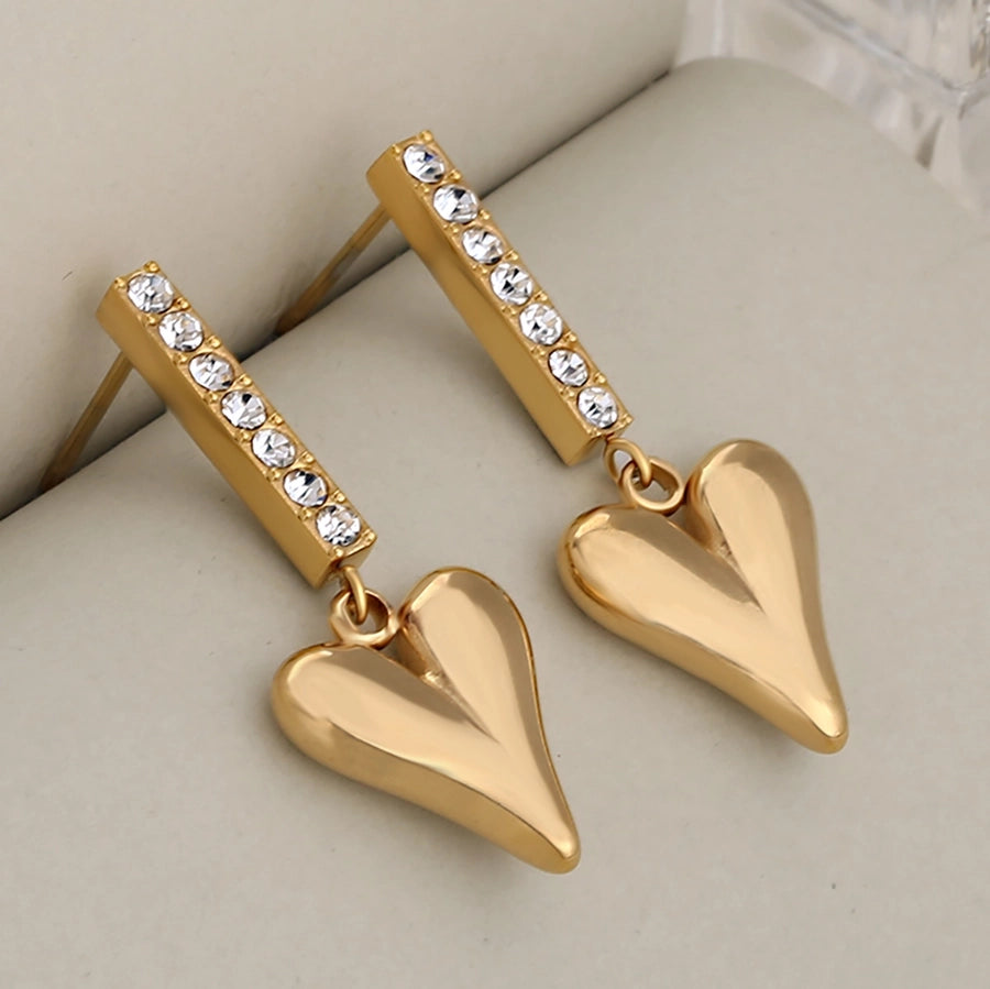 Pendientes en forma de corazón [304 acero inoxidable, 18k dorado chapado]