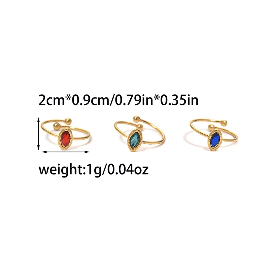 Oval Zircon Rings  [304 Stainless Steel,14K Gold Plated]