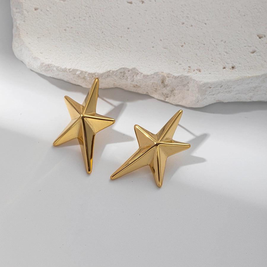 Star Earrings [304 Stainless Steel,14K Gold Plated]