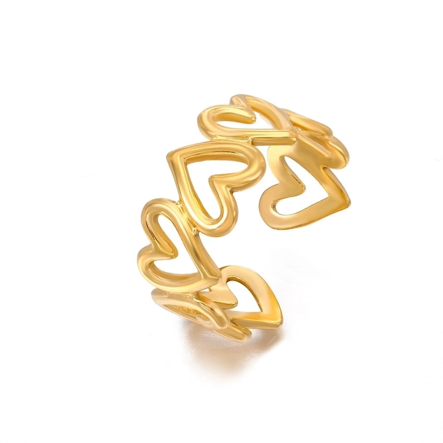 Hollow Heart Open Ring [304 Stainless Steel 18K Gold Plated]