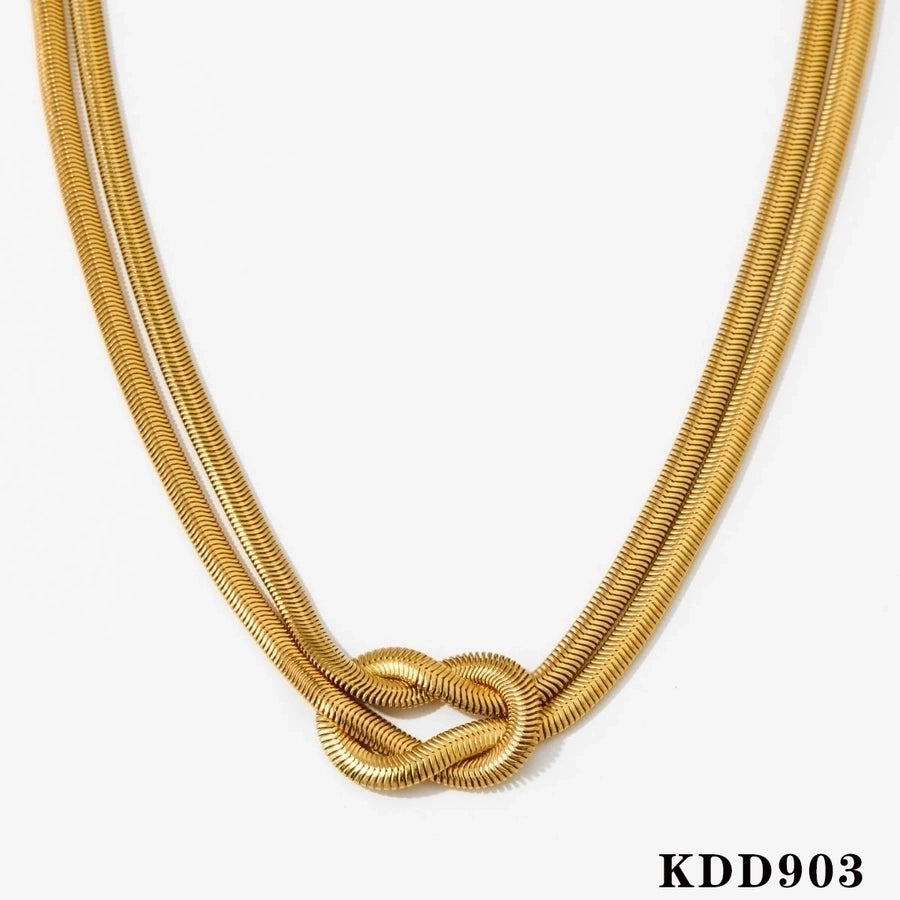 Bracciale/orecchini/collana a nodo casual [acciaio inossidabile 304, oro 16K placcato]