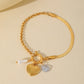 Cross Heart Shape Flower Pearl Bracelet [304 Stainless Steel 18K Gold Plated]