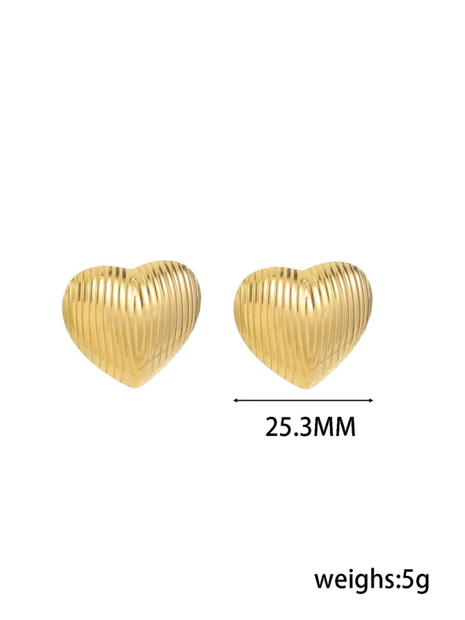 Artistic Heart Shape Earrings [304 Stainless Steel, 18K Gold Plated]