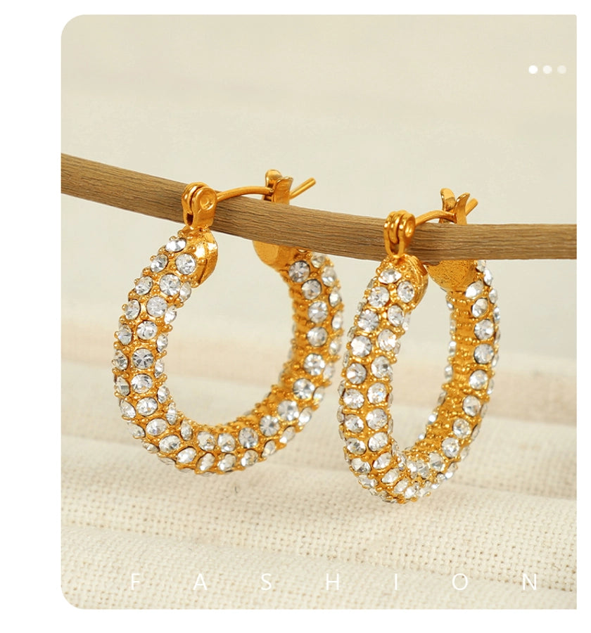 Pearl Hoop Earrings [304 Stainless Steel,18K Gold Plated]