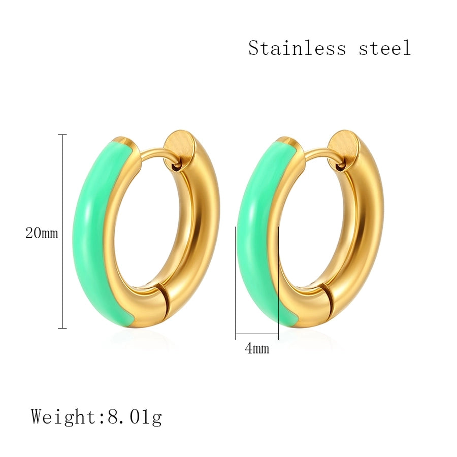 Color Block Epoxy Earrings [304 Stainless Steel,18K Gold Plated]