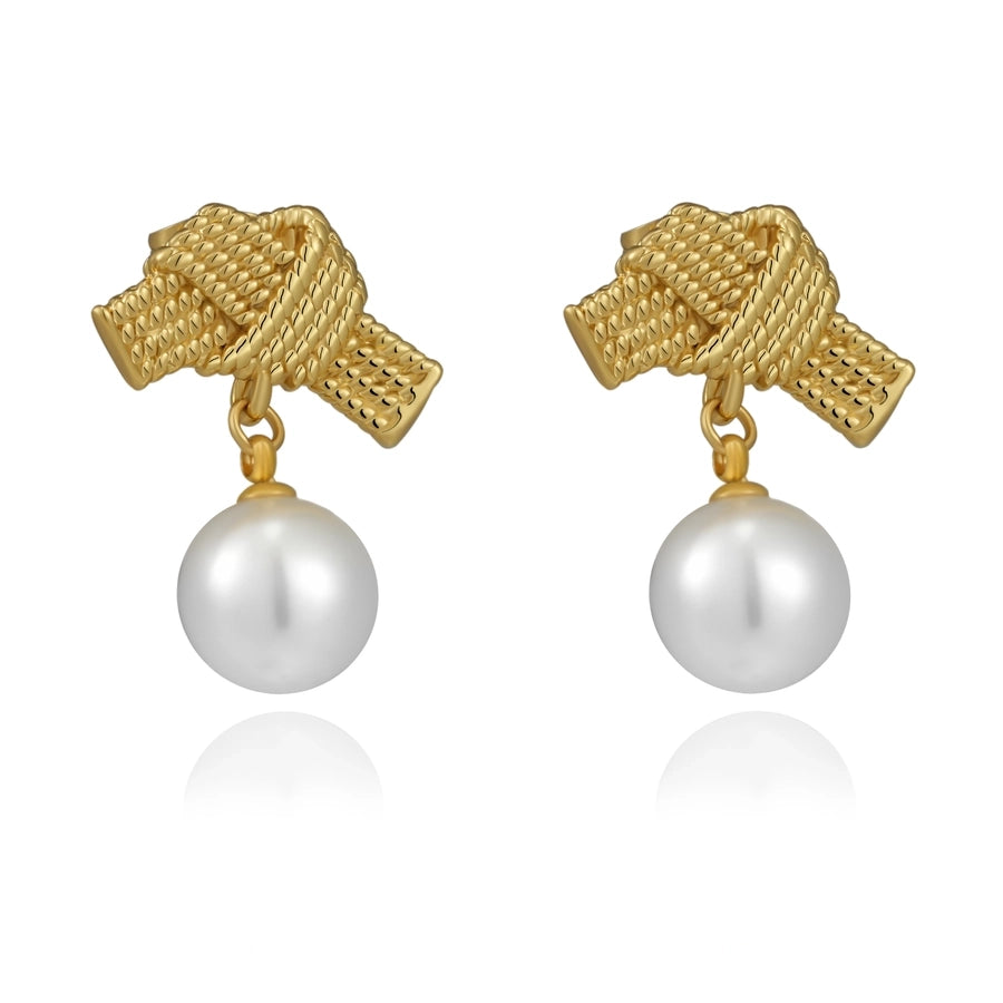 Baroque Style Irregular Artificial Pearls Earrings [304 Stainless Steel,18K Gold Plated]