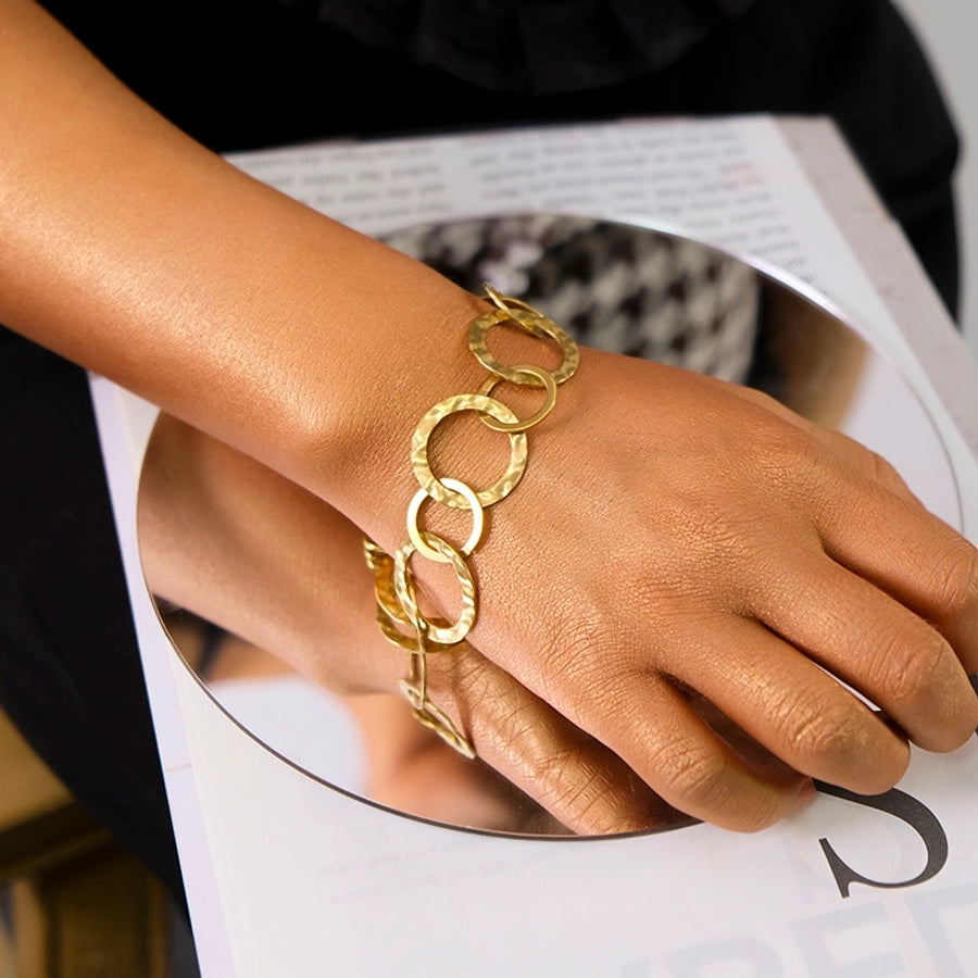 Hollow Round Chain Bracelet [304 Stainless Steel, 14K Gold Plated]