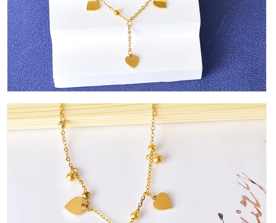 Anklet a forma di cuore [acciaio inossidabile 304, oro 18K placcato]