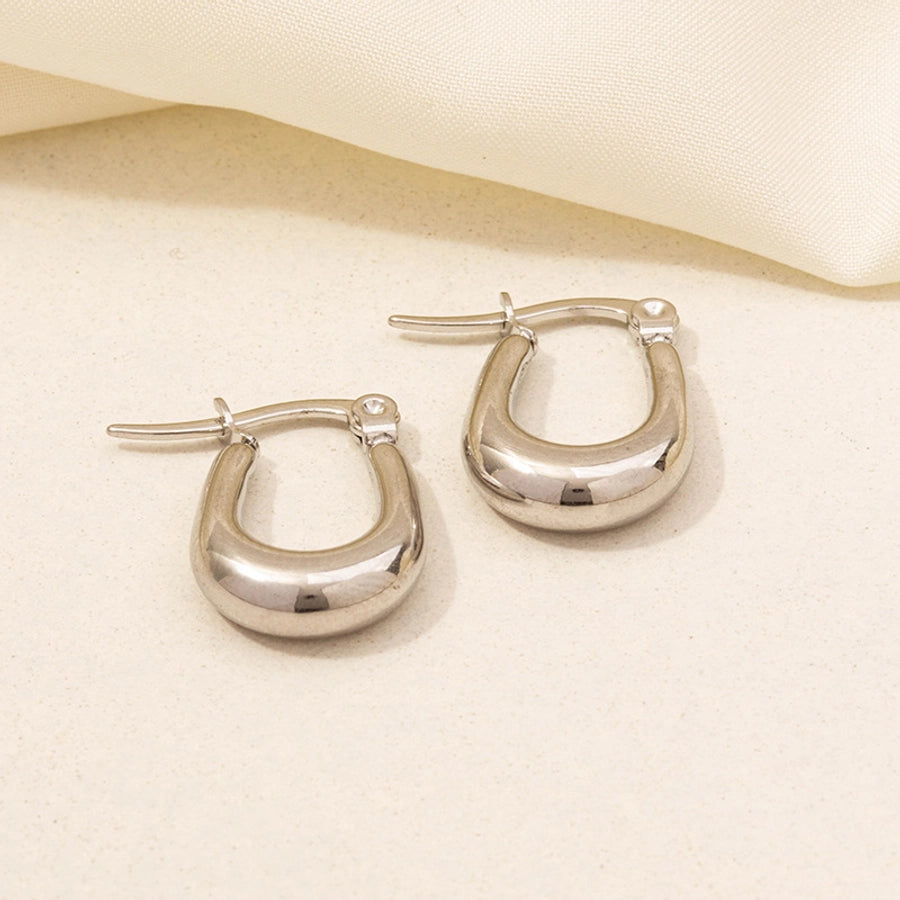 U Shape Circle Hoop Earrings [304 Stainless Steel,18K Gold Plated]